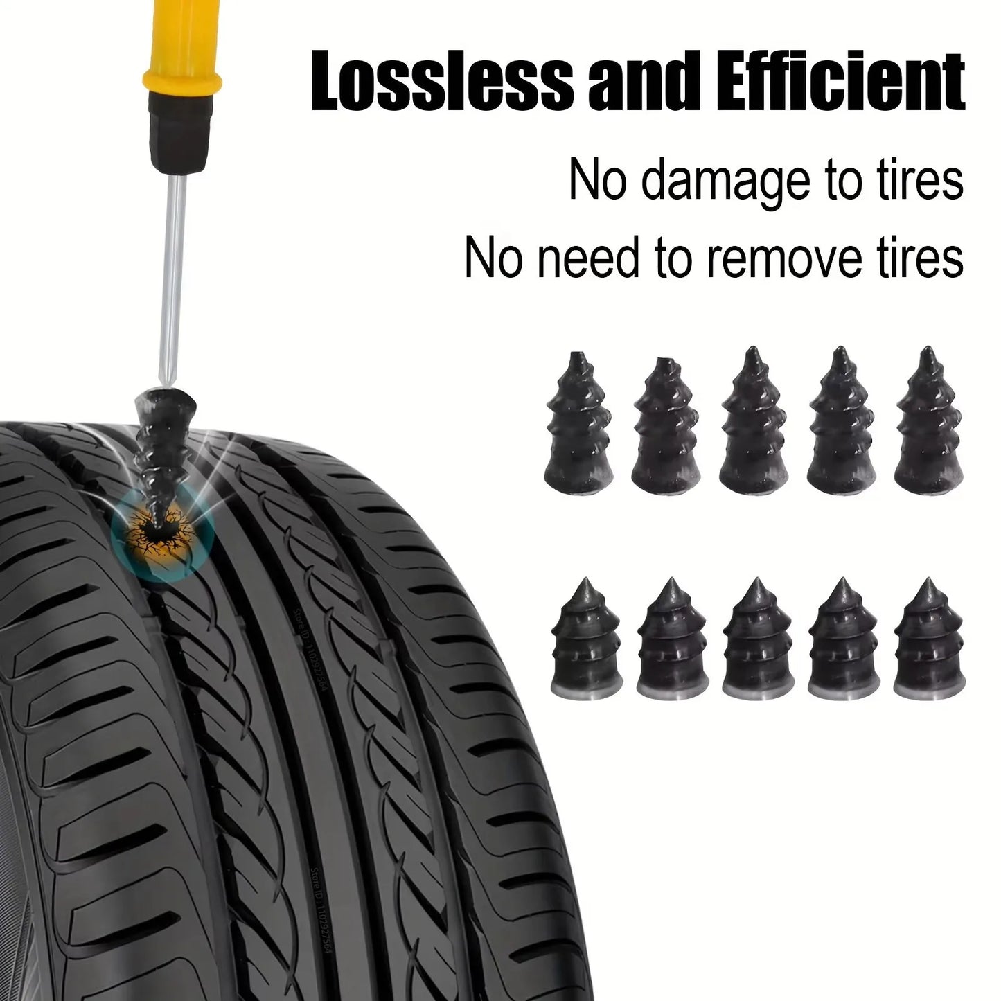Kit de reparación de neumáticos de coche.