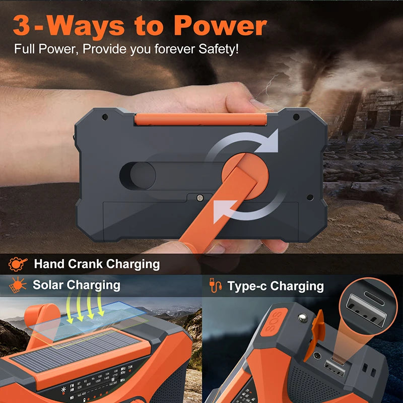Cargador portátil de 10000mAh solar y manual.