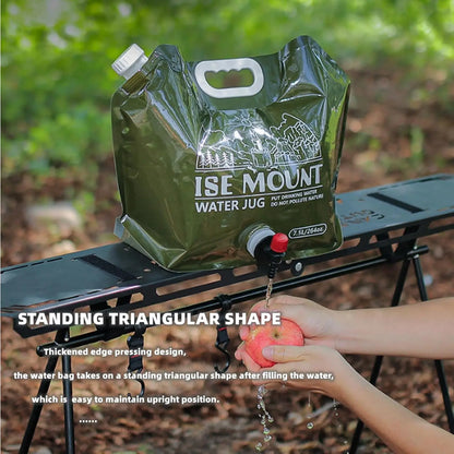 Contenedor de agua portátil de gran capacidad de 7,5 L con espiga y mango para acampar.